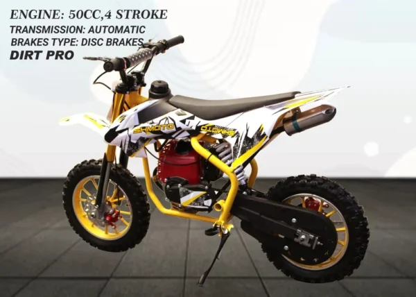 50 cc 4 Stroke Dirt Pro Bike (Yellow, Red & White)