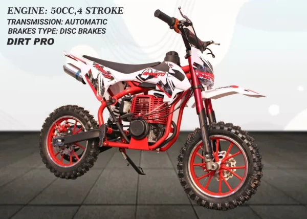 50 cc 4 Stroke Dirt Pro Bike (Yellow, Red & White) - Image 3